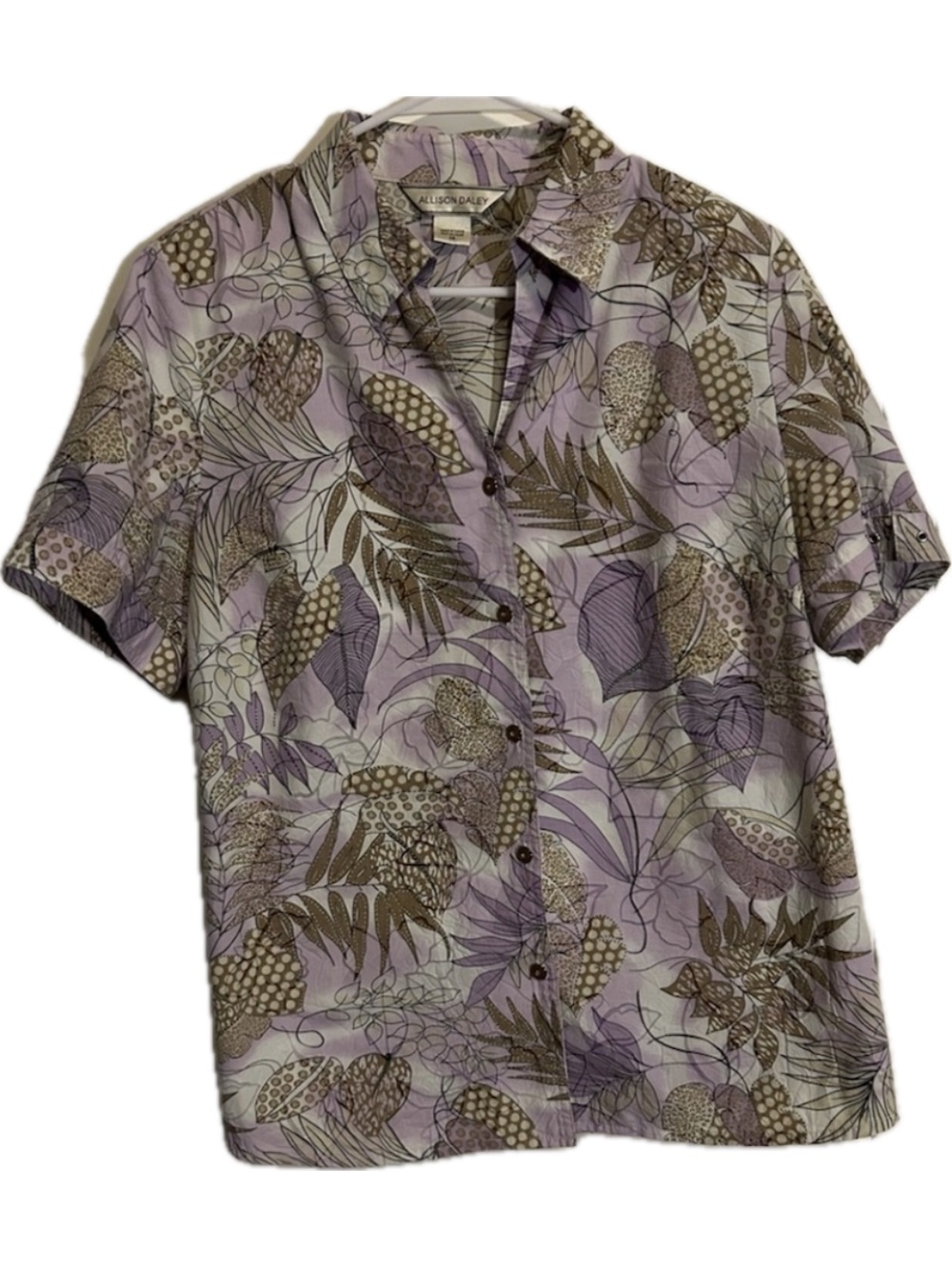Vintage Allison Daley Coastal V-Neck Top Blouse Button Down Women’s Size 14